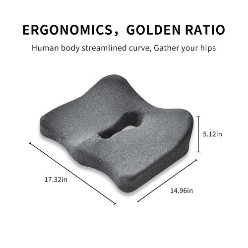 CARHOT Minimalist Memory Cotton Seat Cushion - Pressure Relief for Office Chairs, for Senior Citizen,The Cushion lab,Pressure Relief Cushions for Sitting (Dark Gray)