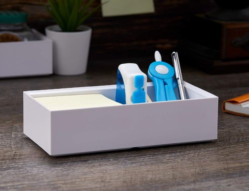 Bostitch Office Konnect Desk Organizer - Wide Accessory Tray for Efficient Desktop Storage - White