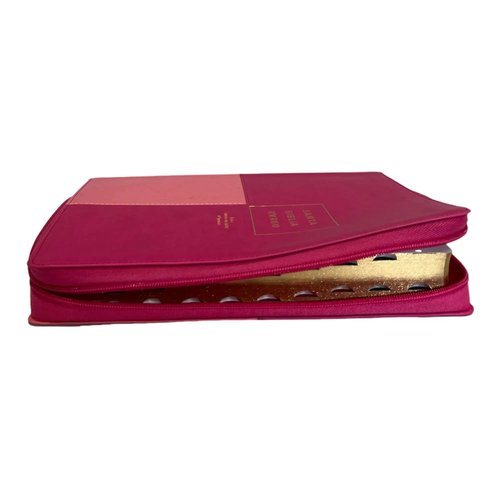 Biblia RVR 1960 Letra Súper Gigante Símil Piel Duotone Rosa Rosa con Índice con Cierre