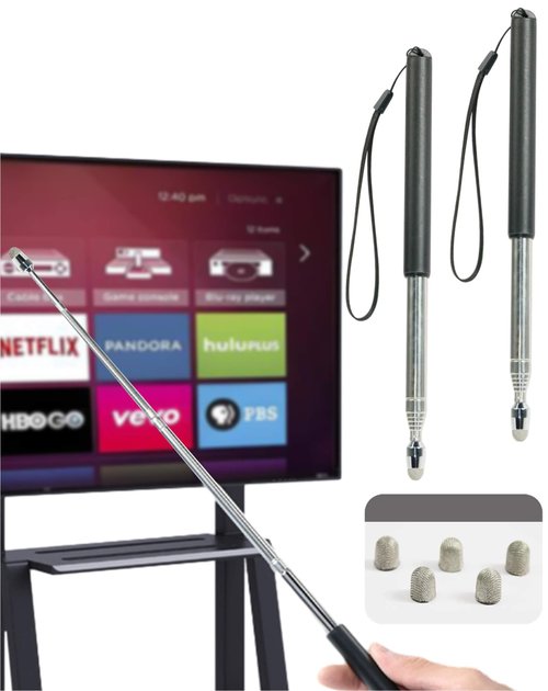 Oythiem Teacher Pointer Stick for Classroom Presentations - Telescopic Classroom Whiteboard Pointer for Teachers with A Lanyard & Touch screen nano head, Stainless steel hand pointer Extends to 39.4''