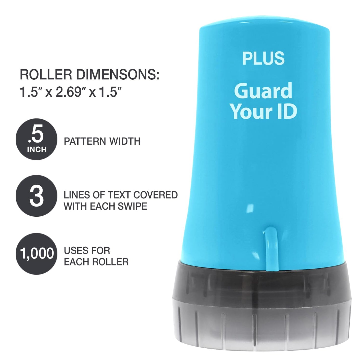 Guard Your ID Advanced Roller 3-Pack — Identity Theft Protection Stamp, Privacy Roller for Mail, Documents & Labels, Shredder Alternative, 1,000 Impressions per Roller (Turquoise, Green, White)