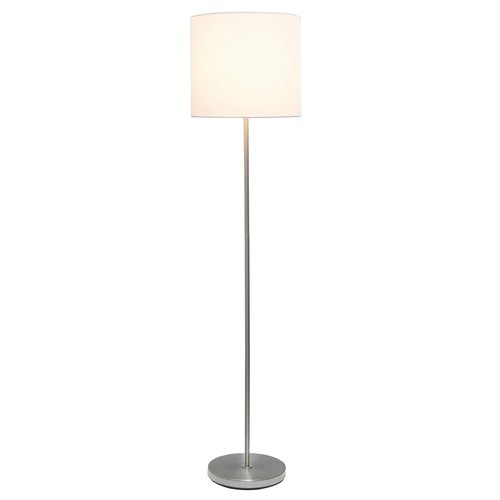 Simple Designs LF2004-WHT-LB 57" Traditional Brushed Nickel Stick Floor Lamp with White Shade for Living Room, Hallway, Entryway, Bedroom, Office, with Feit LED Bulb Included