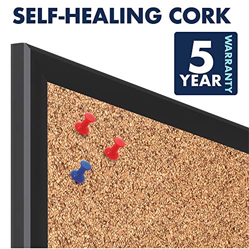 Quartet Cork Board, Bulletin Board, 3' x 2' Corkboard, Black Frame (2303B)