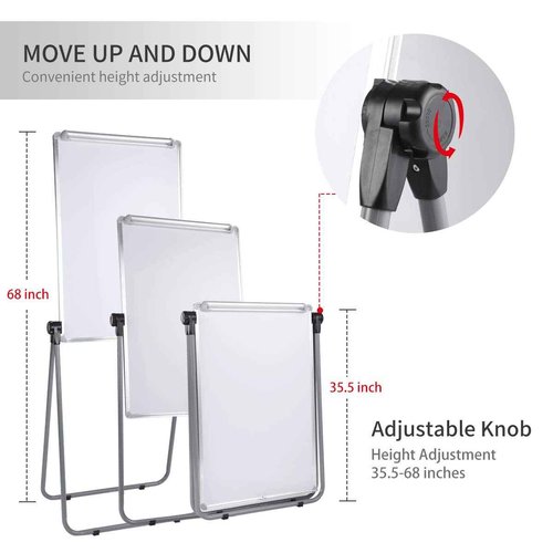 Dry Erase Board with Stand, Double Sided Magnetic Whiteboard, 24 x 36 Portable Height Adjustable White Board with Aluminium Frame