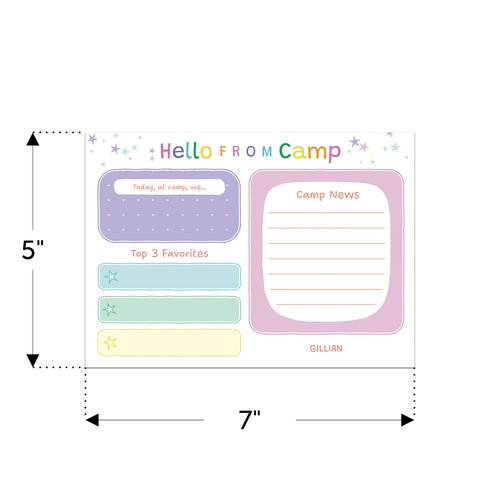 Bunny Badges Personalized Camp Stationary for Boys and Girls - Stationery Note Cards with Envelopes for Kids and Teens (Pastel Stationery)