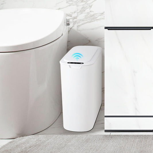 TIPGO Automatic Motion Sensor Trash Can - Touchless 2.6 Gallon Bathroom Bin | Slim White Design for Home & Office