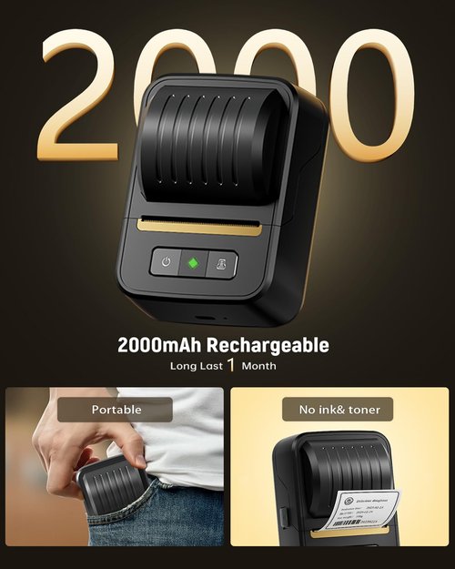 Label Maker Machine with Tape, N20 Bluetooth Label Maker, 2Inch Portable Thermal Label Printer for Small Business, Barcode, Address, Logo, Clothing, Home, Office, School, Sticker Printer for Phone