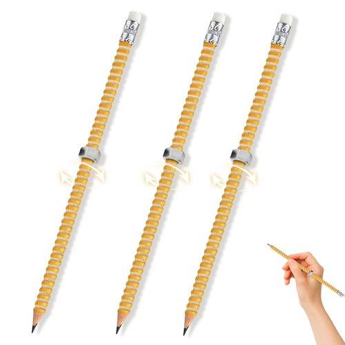 Adhd Pencil, Threaded Pencil with Sliding Nut, Adhd Fidget Pencils for Autism Kids Calming, Threaded Focus Pencils, Textured Pen for Kids, Ad-HD Tools (3pcs)