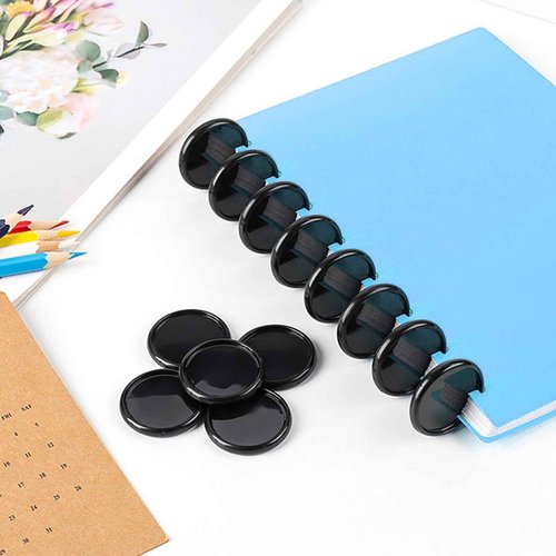 100Pcs 2 inches Discbound Expansion Discs, Black Plastic Binder Rings Discs Book Binding Discs for DIY Notebooks and Planner Scrapbooking Supplies