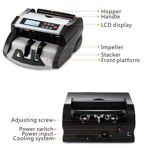 DOMENS Money Counter Machine Count Value,UV/MG/MT/IR Counterfeit Detection Bill Counter,US Dollar only Cash Counter, Add+Value/Batch+Value Modes,Money Counting Machine with LCD Display (Black+Grey)