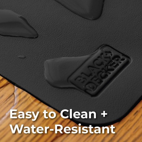BLACK+DECKER Water-Resistant Nightstand Mat, 7.5" x 11" – Protects Nightstands from Liquids & Dirt, Travel-Ready, Stylish PU Leather Protector, Night Stand Covers, End Side Table Pad, Coffee Table Top