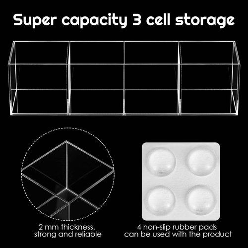Epakh 2 Pieces 4 Compartment Acrylic Cube Organizer 4 Section Clear Acrylic Pencil Holder Small Drawer Organizer for Makeup Brush Crayon Desk Home Office Back to School Supplies