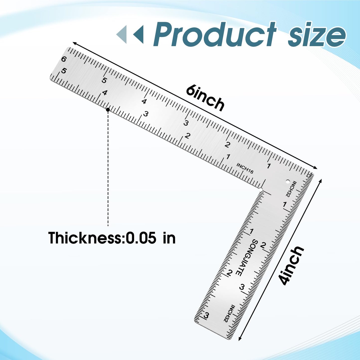 L Ruler Measuring Tool 4 inch by 6 inch Square Framing Ruler 90 Degree Square L Rulers Framing Rulers Measuring Tools for Engineers Carpenter