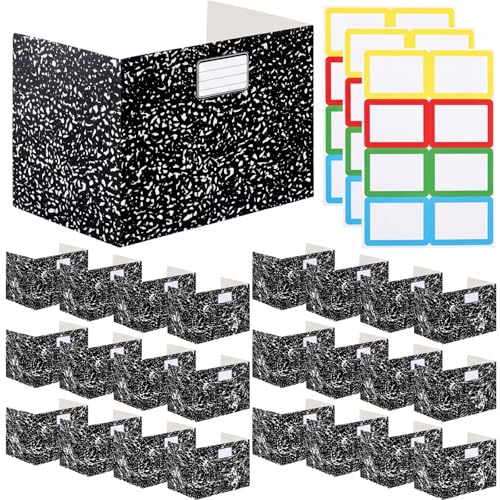 Sabary 24 Pack Desk Dividers for Students, Office Privacy Screens, Marble Black