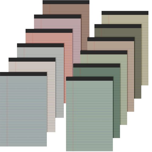 Lincia 12 Pcs 12 Pcs 5" x 8" Small Legal Pads Colored Lined Note Pads Narrow Ruled Writing Notepads 50 Sheets Per Micro Paper Notebook Lined and Perforated for College Office Supplies (Fresh Colors)