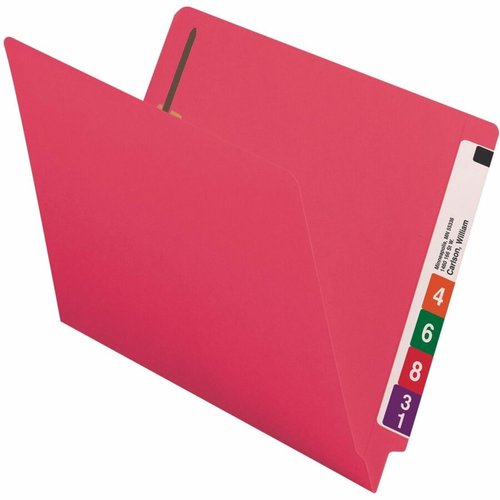 Smead End Tab Fastener File Folder, Shelf-Master® Reinforced Straight-Cut Tab, 2 Fasteners, Letter Size, Red, 50 per Box (25740)