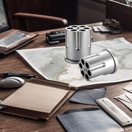 Rotating Revolver Pen Holder, Metal Gun Pencil Holders with 6 Holes, Heavy Duty Aluminum Holder for Men's Birthday Gifts Offices Desk Decoration