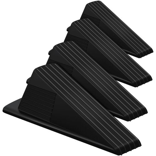 Frienda 4 Pcs Jumbo Door Stoppers Heavy Duty Door Stopper Tall up to 2inch Tall Wedge TPR Large Wedge Stackable Big Rubber Doorstop for Hotel Carpet Hardwood Concrete and Tile (Black)