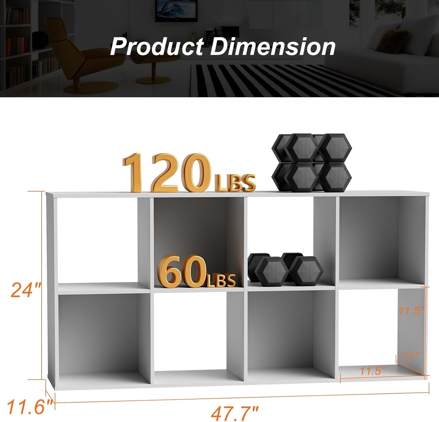 Sweetcrispy 8 Cube Storage Organizer - Versatile Open Cube Bookshelf with Removable Back Panels | 47.7" L x 11.6" W x 24" H, White