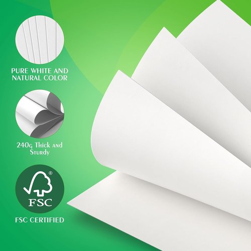 50Pcs White Poster Board by [Brand Name] - 11x17, 240G Thickness for Arts & Crafts, Signs, DIY Projects