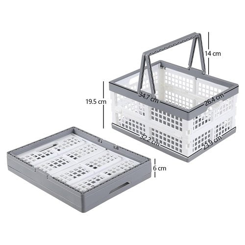 Dehouse 15 L Collapsible Plastic Shopping Basket, 2 Pack Foldable Storage Crates with Handles