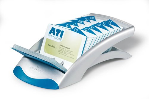 Durable Visifix Desk Business Card File Indexed Capacity 200 Silver Ref 2413/23