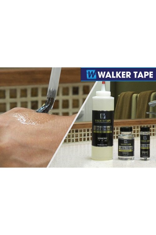 Ultrahold Adhesive New 4.0 Ounce with Nozzle top, one Color and Ultrahold WKR-UHT-M2 Clear Authentic Walker Tape, 3/4" Width, 12yds Length Bundle