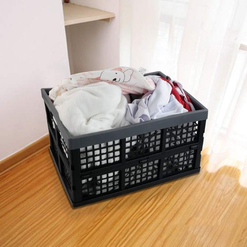 Pekky 34 Quart Plastic Milk Crates Stackable, Collapsible Storage Crate, 2 Packs