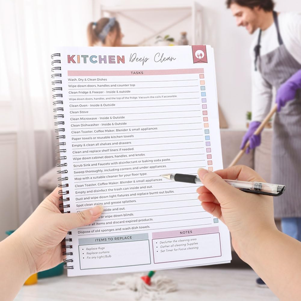 Adhd Cleaning Planner - Daily, Weekly & Monthly Organizer with Stickers | DIY Home Cleaning Schedule (White)
