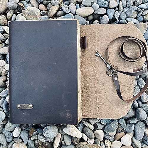 Vintage Leather Journal - Antique Handmade Deckle Edge Vintage Paper - Leather Bound Key Journal for Women and Men - Book of Shadows Journal - Leather Sketchbook - witchcraft Supplies - Rustic Gift