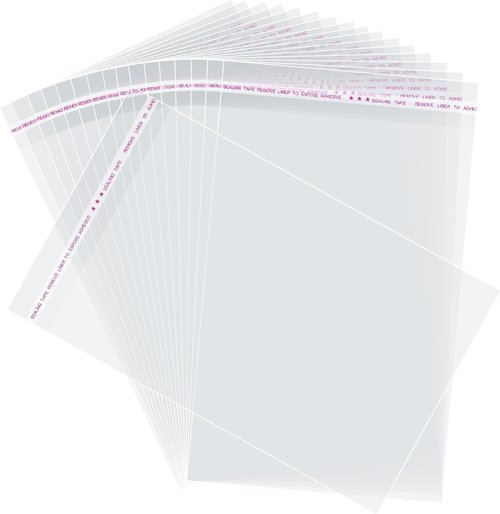 Morepack Self-Sealing Cellophane Bags - 200 Pcs Clear Resealable 8x12 Inches for Easy Packaging