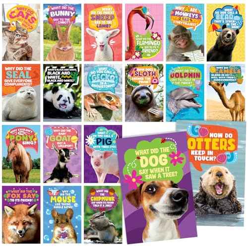 T MARIE 40 Funny Animal Joke Postcards with No Repeats - 4x6¡± Humorous Bulk Thinking of You Postcards for Kids, Grandkids, Students, and Teachers, Summer Camp, Lunchboxes and More