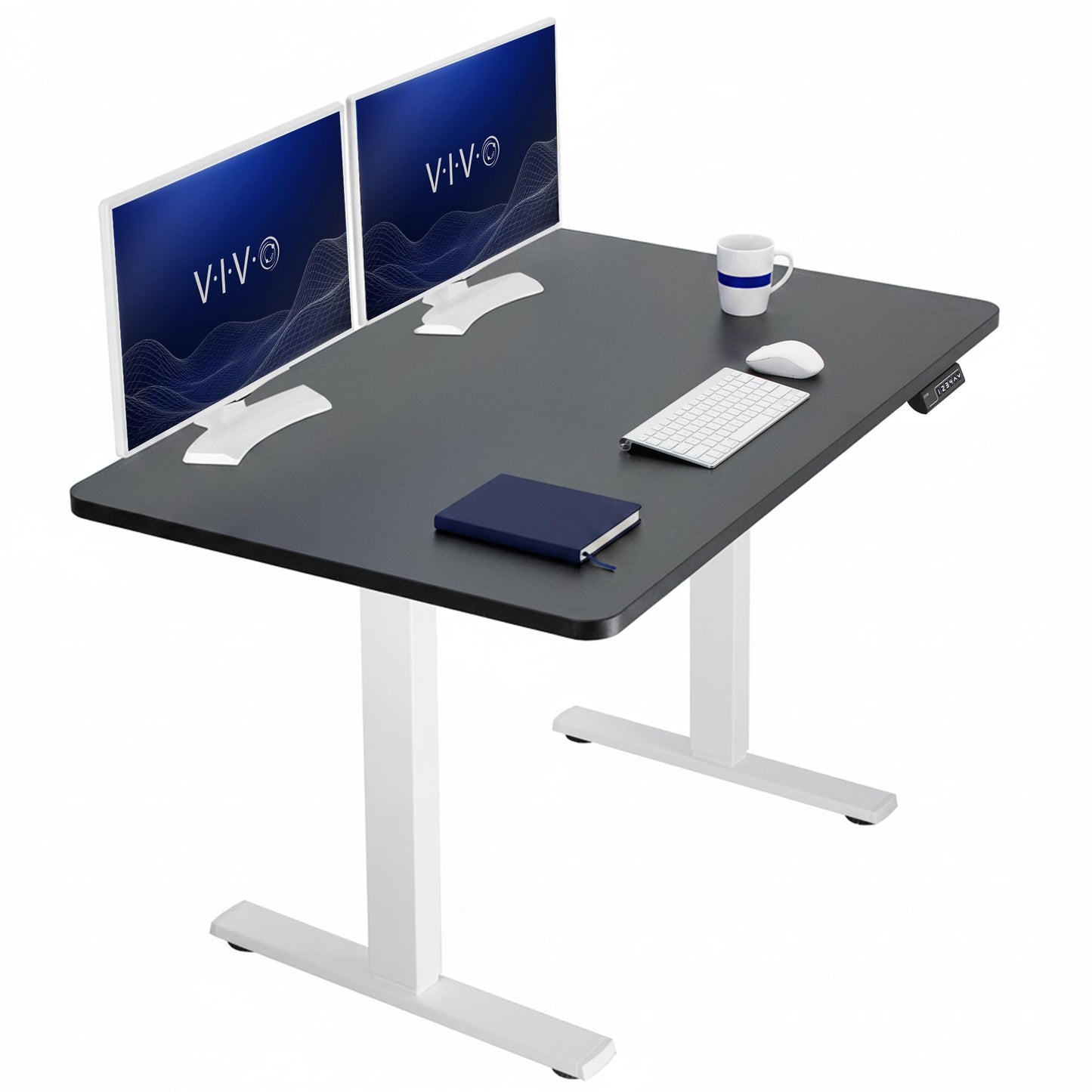 VIVO Electric 48 x 30 in Standing Desk, Memory Height Adjustment, 1B Series, Holds 220 lbs, One-Piece Black Top, White Frame, DESK-KIT-1W5B