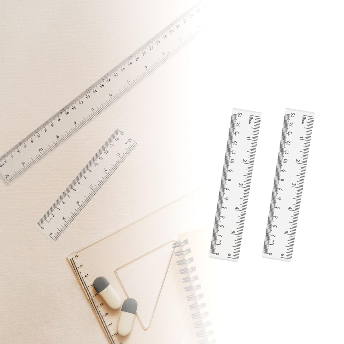 4 Pack Clear Plastic Straight Rulers, Clear Ruler Bulk, Transparent Ruler with Centimeters and Inches, for Class, Office (6 inch)