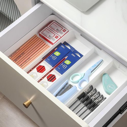 Yagizaai Shallow Drawer Organizer, Expandable Office Drawer Organizers Dividers, Pen Organizer for Desk, Tray Box Accessories for Desktop, Bathroom, Kitchen, Makeup, Vanity, Medicine