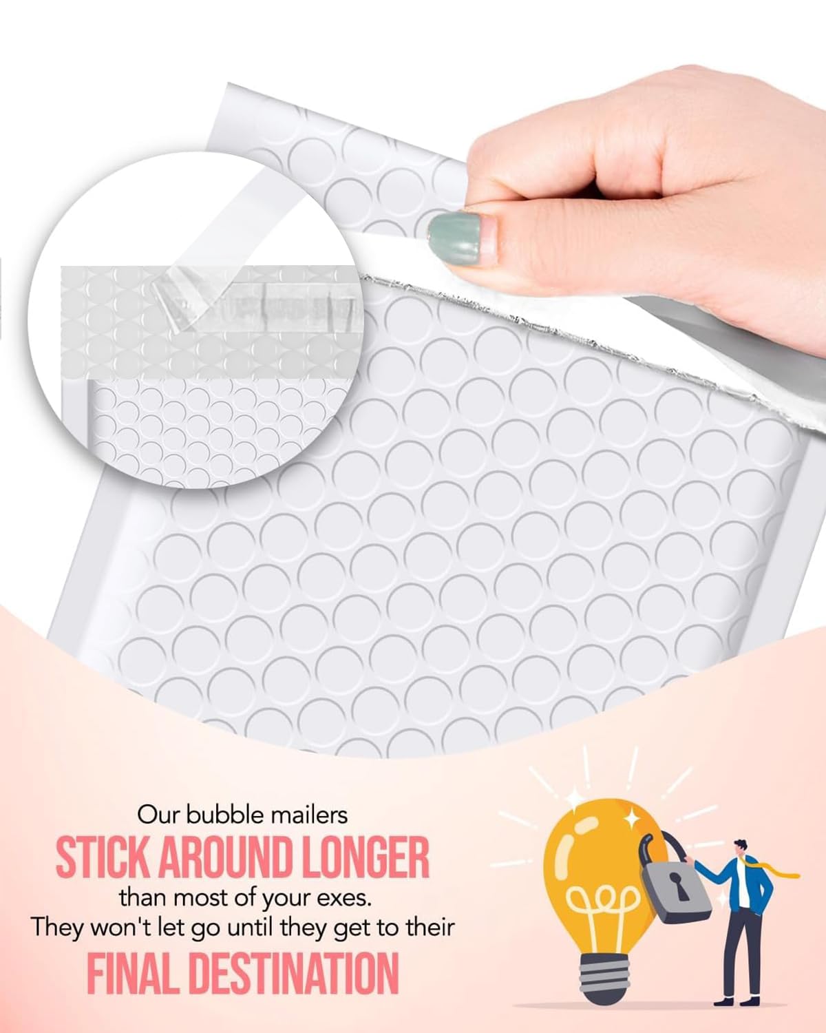 GSSUSA White Bubble Mailers 6X10 Inches 500 Pack, Padded Poly Bubble Mailer, Small Padded Envelopes Strong Adhesion Bubble Envelopes,Self-Seal Mailing Envelopes for Small Business,Package Supplies