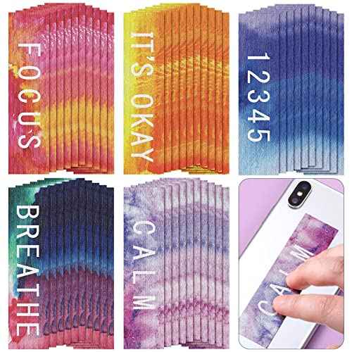 Crtiin 50 Pieces Anxiety Sensory Stickers for Anxiety Relief Items Mental Health Stickers Fidget Textured Strips for Office Classroom Desk Relieve Adult Stress(Classic Style)