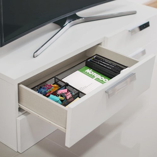 EsOfficce 2 Pcs Desk Drawer Organizer Tray with Adjustable Compartments, 6 Grid Metal Mesh Drawer, Multi-use Desk Organizer Storage Box Set for Office,Home,School Supplies, 12.6X9X1.9 inch