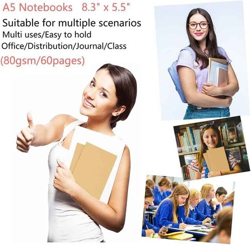 48 Pack Notebook Journals for Travelers, Students and Office, Writing Diary Subject Notebooks Planner with Thick Paper, 60 Pages, 30 Sheets, 8.3x5.5 inch, A5 Size, Travel Journal Set.(Lines)