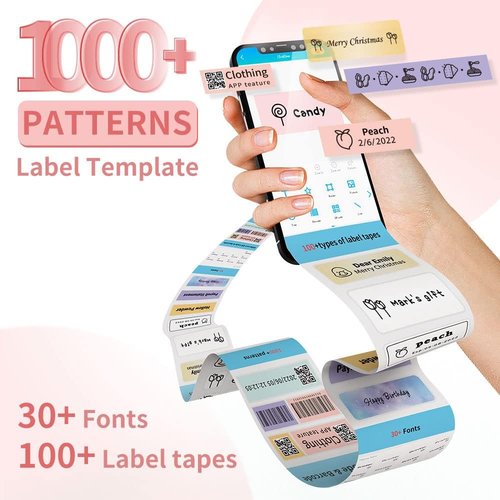 Phomemo D30 Portable Label Maker - Bluetooth Mini Printer with 3 Tapes in White, Clear & Gold