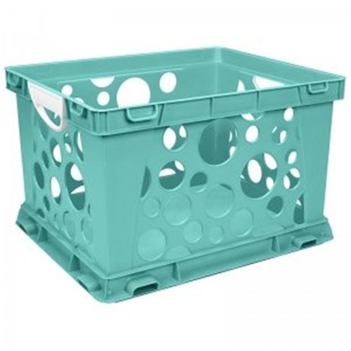 HomeStock Premium File Crate with Molded Handles, Letter and Legal Document and Folder Storage, 3-Pack, Made of Plastic - 17.25" L X 14.25" W X 10.5" H Teal/White