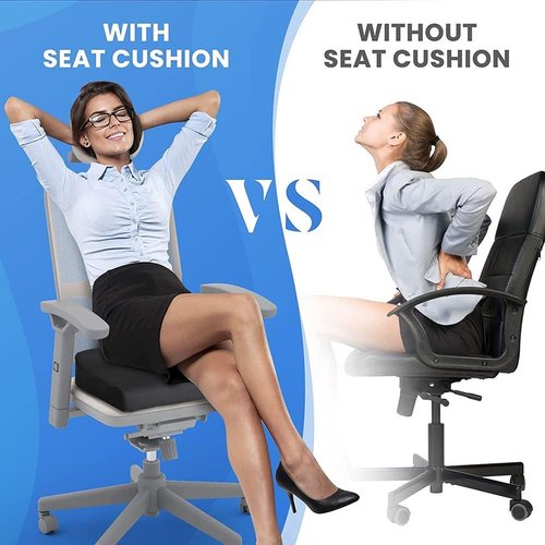Seat Cushion - Memory Foam Cushion for Office Chair, Car Seat, Airplane, Bleacher - Sciatica & Hip & Coccyx Pain Relief Desk Chair Cushion for Long Sitting Office Workers, Car Drivers