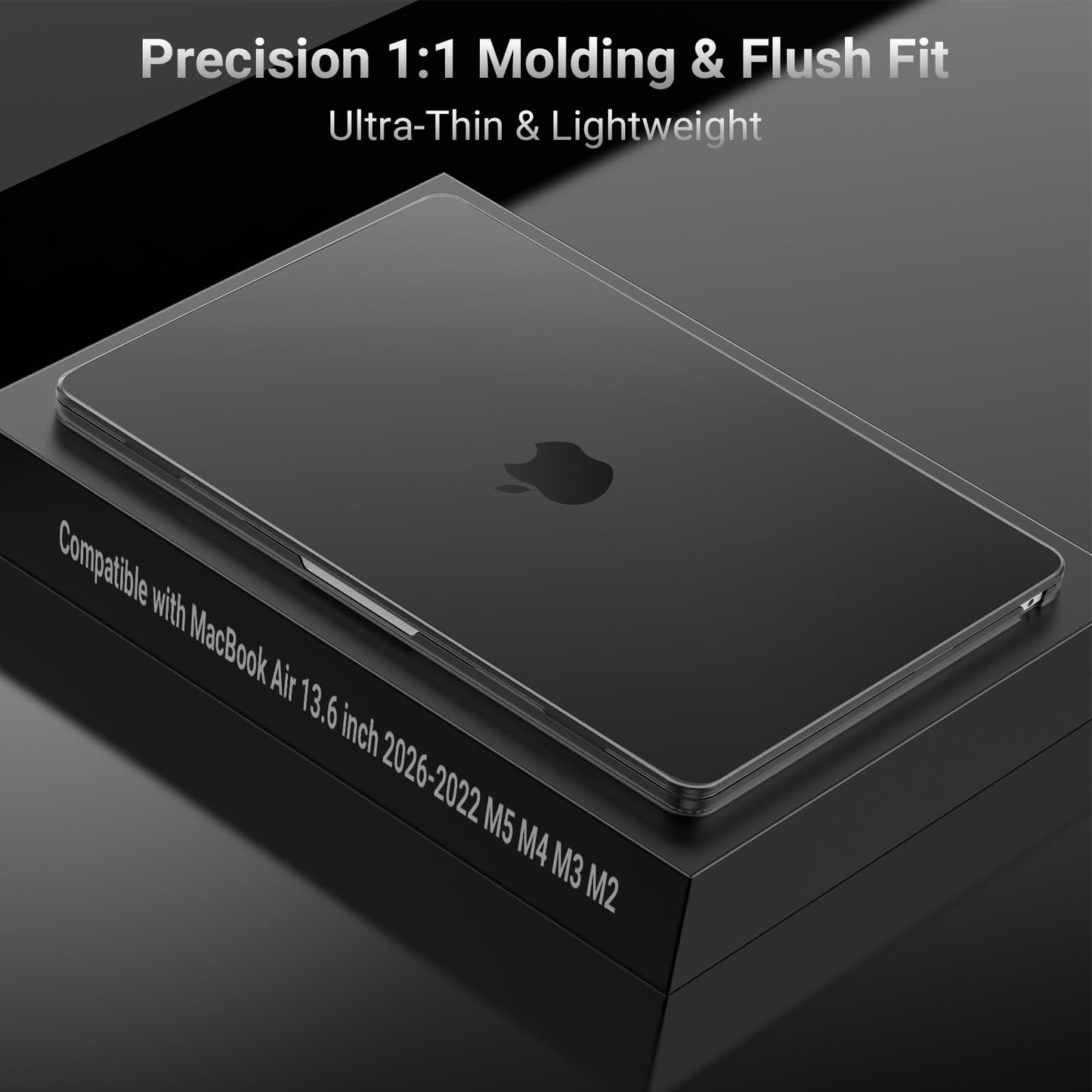 MOSISO Compatible with MacBook Air 13 inch Case M5 2026 M4 2025 M3 M2 2024-2022 A3449 A3240 A3113 A2681, Hard Shell&Keyboard Cover&Screen Film&Webcam Cover for MacBook Air 13.6 inch Case, Black