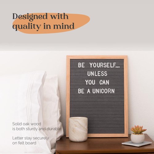 Felt Letter Board | 16x12 Inch Changeable Message Board with 680 Letters, Numbers & Symbols - Grey
