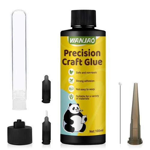 WANJAO Precision Craft Glue, Scrapbook Glue Wall Paper Adhesive Scrapbook Supplies with Tip Kit Dries Clear Strong Adhesion Not Easy to Warp for Paper Crafting Scrapbooking Card Making
