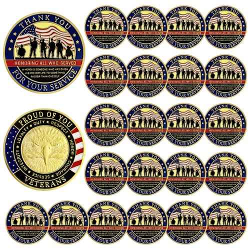 AtSKnSK 24 PCS Thank You for Your Service Military Appreciation Challenge Coin