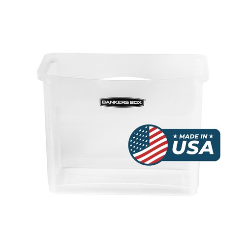 Bankers Box 1 Pack Portable Open Desktop Plastic File Storage Box with Hanging Rails, Side Handle, Organizer Bin, Letter