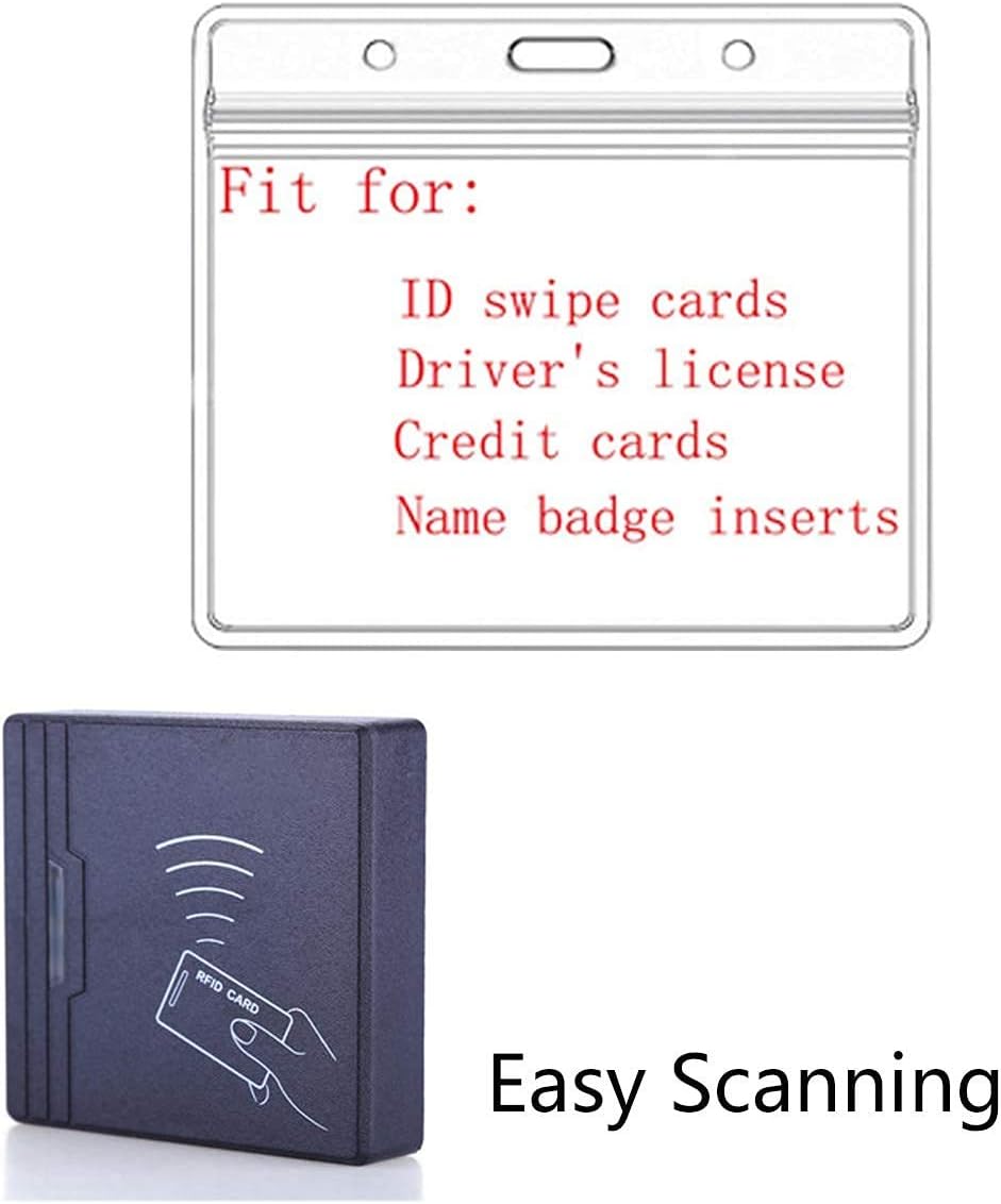 Skiennix Extra Thick Horizontal ID Card Badge Holder - Waterproof Resealable Zip | 2.36 x 3.74 Inches, 6 Packs