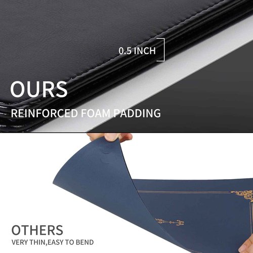 5 Pack Diploma Cover 8.5 x 11 Certificate Holders for Letter Size Award Padded Cover - Black Leather