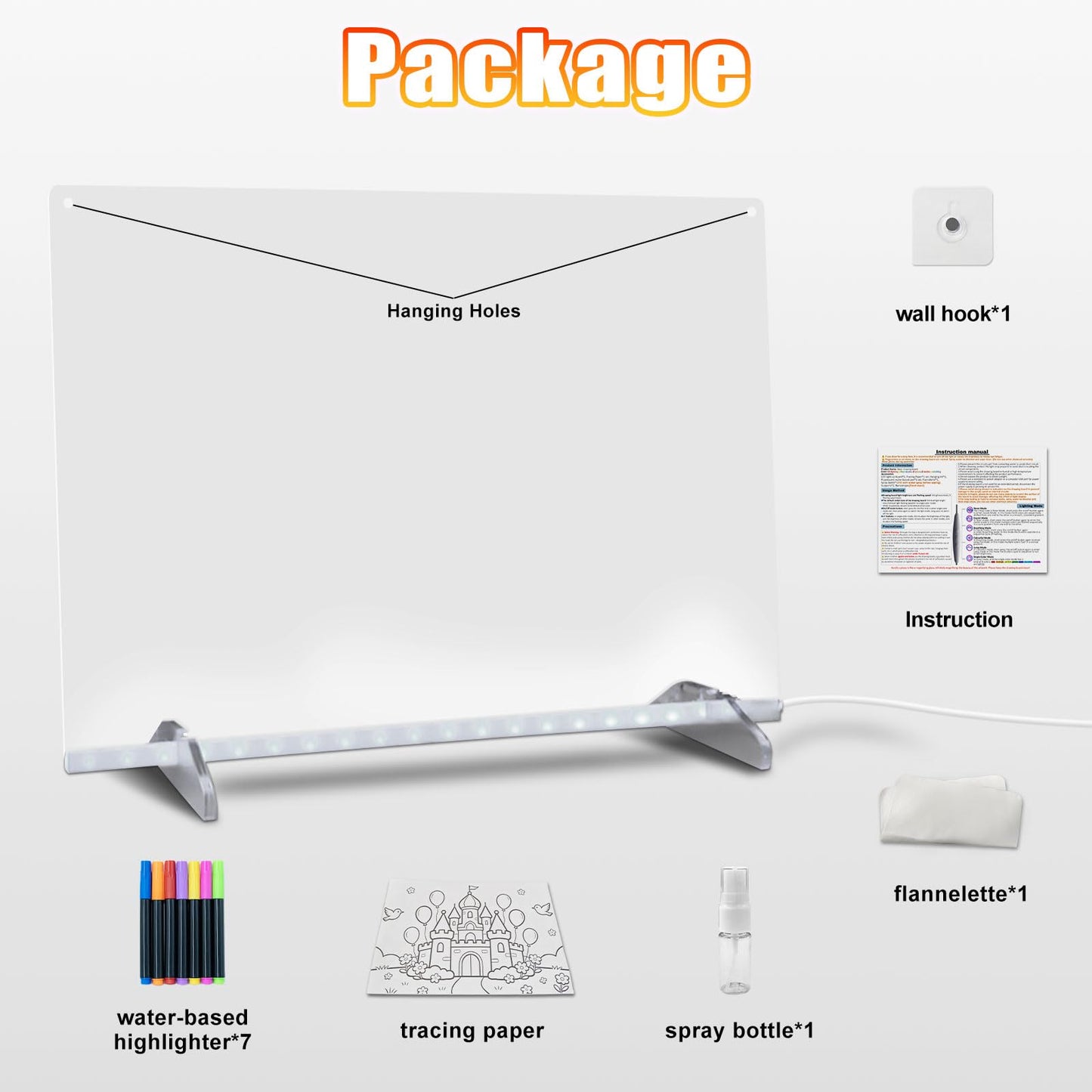 Lumiboard Led Drawing Board with 8 Colors, 13"x10" Acrylic Message Boards with 13 Light Effects, Glow Doodle Board Gifts for Kids for Easter Halloween Christmas Birthday Gifts Presents